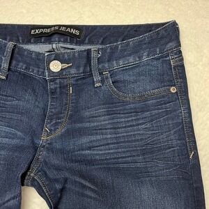 Express Jeans Women 6L Dark Wash Stella Low Rise Bootcut Denim Long Tall